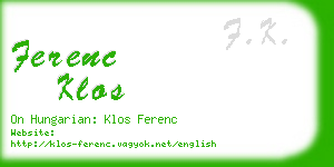 ferenc klos business card